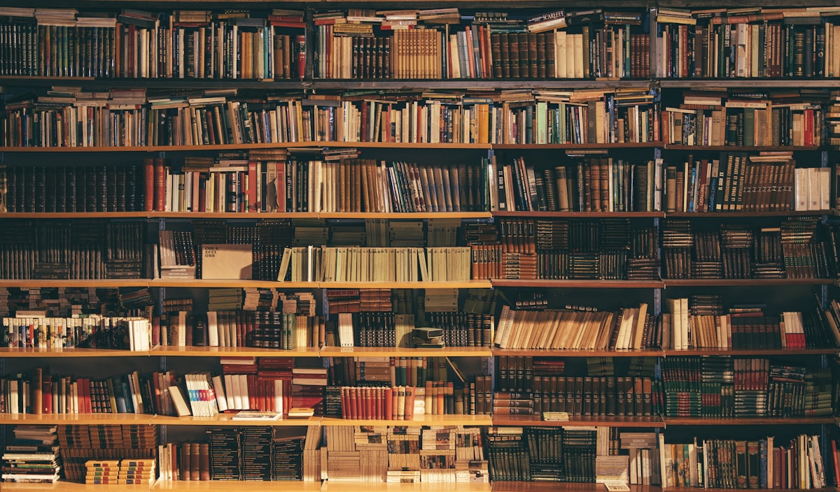 Prateleiras com livros na livraria RPG & Coffee